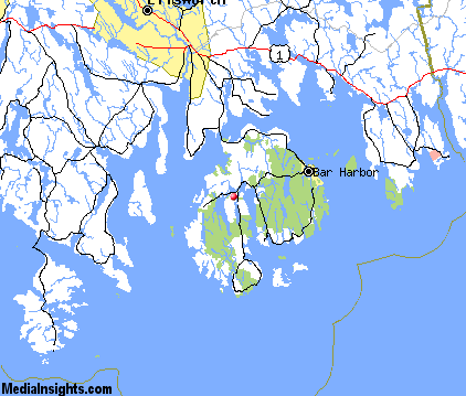 Desert Island Map. Mount Desert Island Vacation