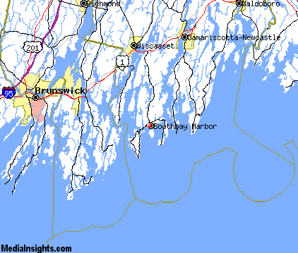 Map of Boothbay Harbor, Maine - Live Beaches